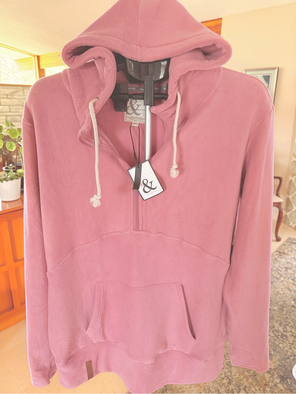NWT AMPERSAND AVE “Cozy Cutie Raspberry” color, XL Half-Zip Hoodie